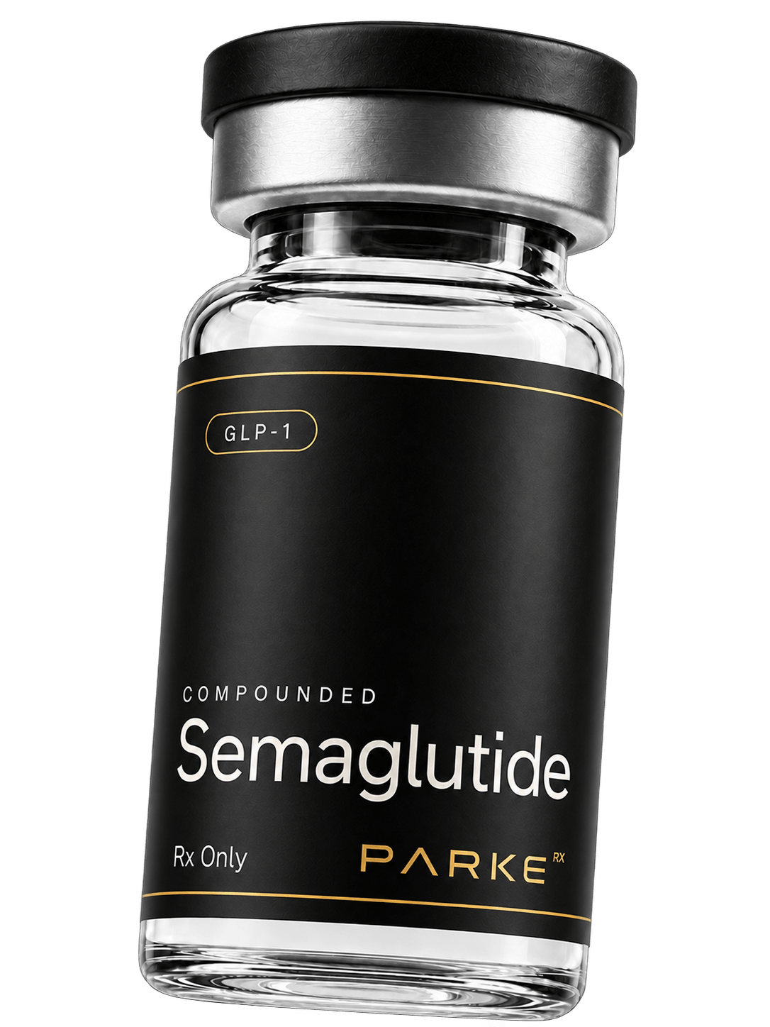 Parke compounded semaglutide vial, label facing forward